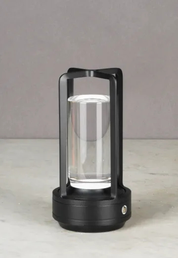 Black Battery Operated/LED Modern Cafe Table Lamp