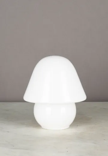 White Glass Battery Operated/LED Cafe Table Lamp