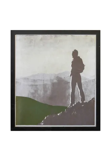 Framed Cleared Lithograph Illustration of Mountainous Landscape