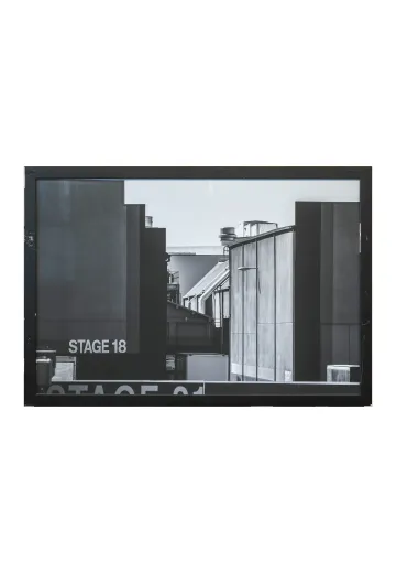 Framed Cleared Black & White Back Lot Photograph
