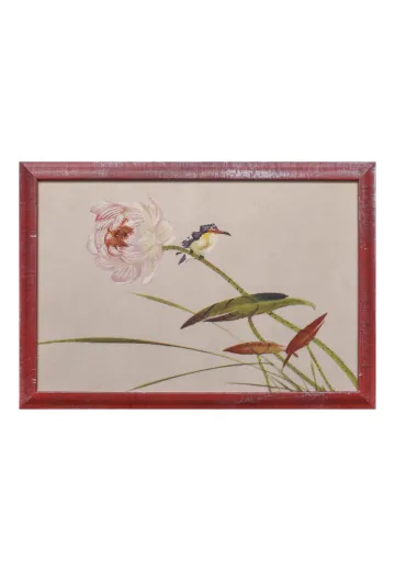 Framed Cleared Japanese Style Floral Illustration
