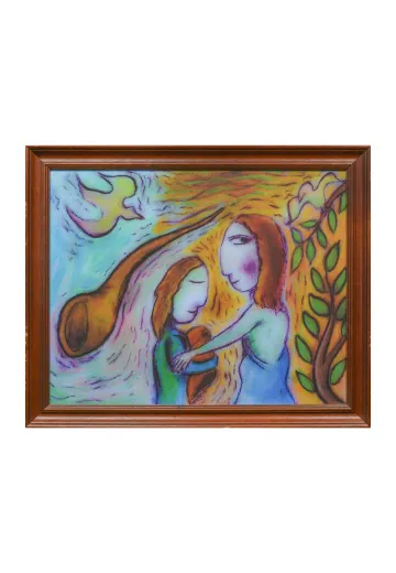Framed Cleared Expressionist Two Figures Painting
