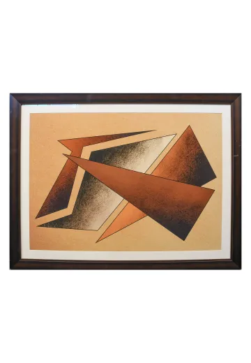 Framed Cleared Constructionist Futurist Abstract Paitning