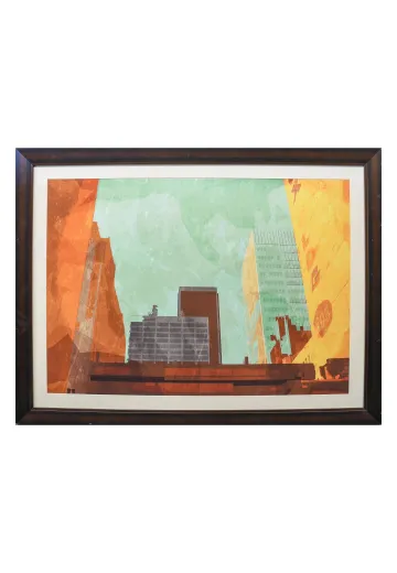 Framed Cleared Mixed Media Cityscape - 2