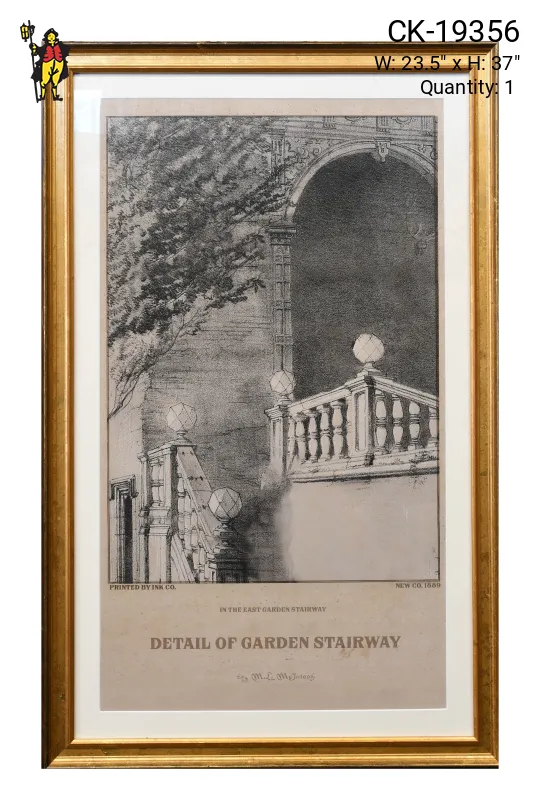 Framed Cleared Victorian Era Architectural Illustration