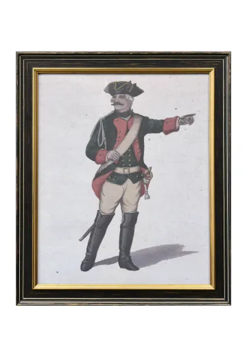 Framed Cleared Hand Colored Military Illustration - 2