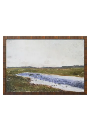 Wooden Framed Cleared Cowslips On Pond