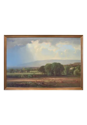 Framed Cleared Harvest Scene in the Delaware Valley