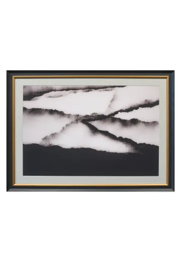 Framed Cleared Black & White Abstract Pastel Painting - 1