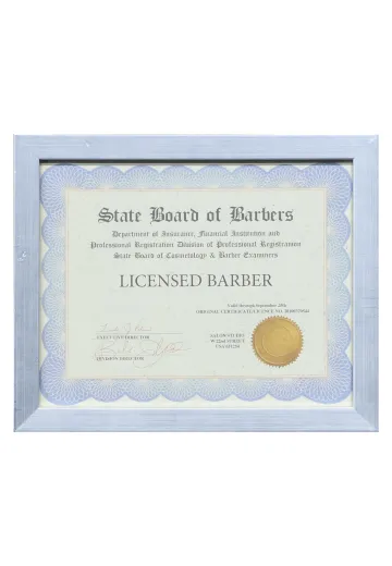 Framed Cleared Barber Licence III
