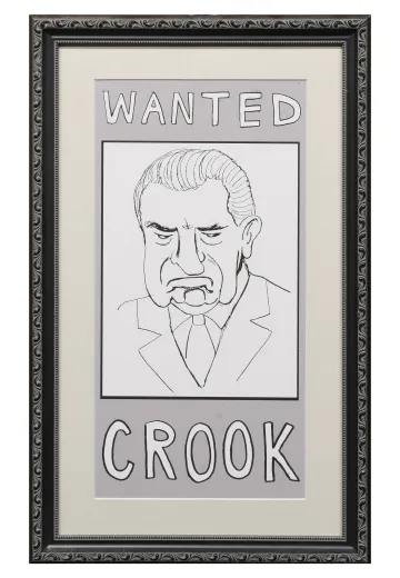 Framed Cleared 1960s Political Cartoon