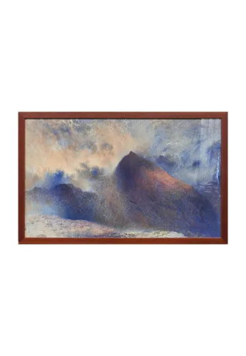 Framed Cleared Pastel Mountain Landscape Drawing