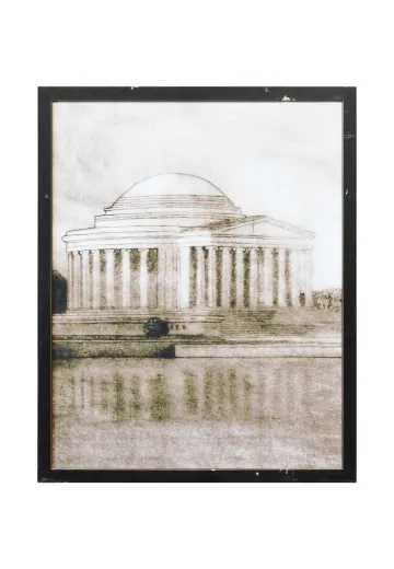 Framed Cleared Etched Lithograph of Jefferson Memorial