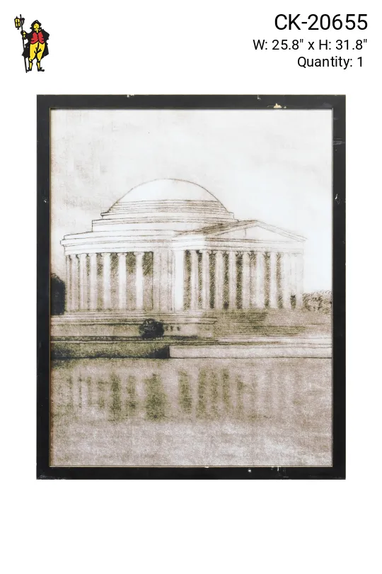 Framed Cleared Etched Lithograph of Jefferson Memorial