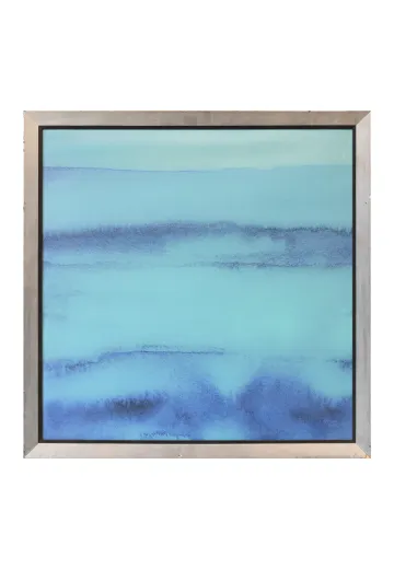 Framed Cleared Abstract Minimalist Blue Gradient Painting