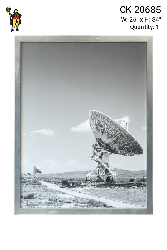 Framed Cleared Black & White Minimalist Radio Satellite Photograph