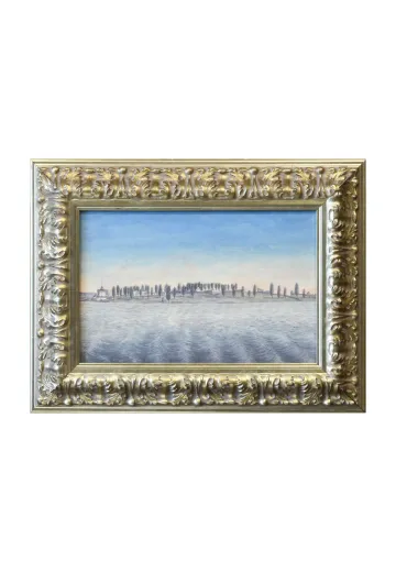 Framed Cleared Waterside Landscape Painting