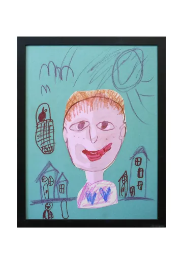Framed Cleared Grade School Child Self Portrait - 4