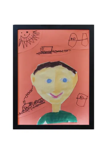 Framed Cleared Grade School Child Self Portrait - 8