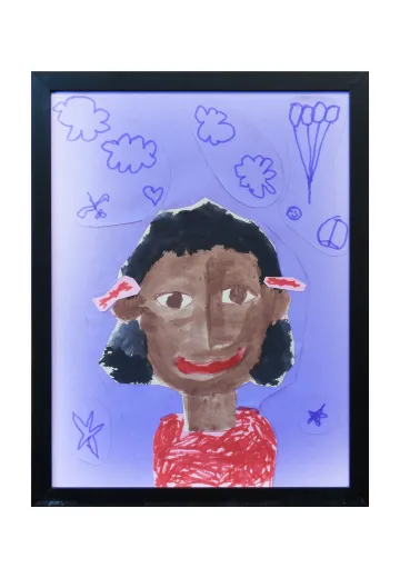 Framed Cleared Grade School Child Self Portrait - 9
