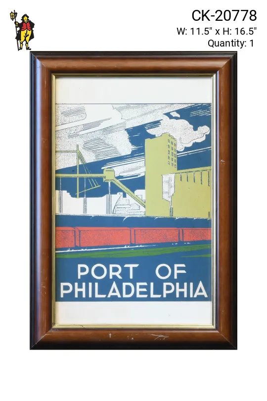 Framed Cleared Mid Century Port of Philadelphia Print
