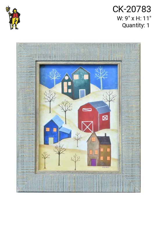Framed Cleared Salt Box Style Folk Art Painting - 3