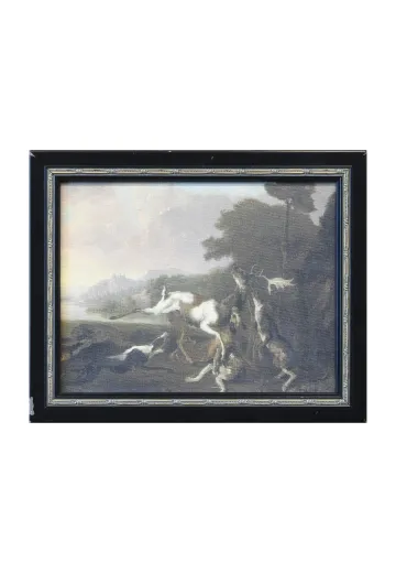 Framed Cleared Hunting Scene Painting