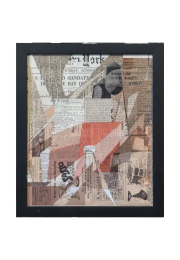 Framed Cleared Mixed Media Collage
