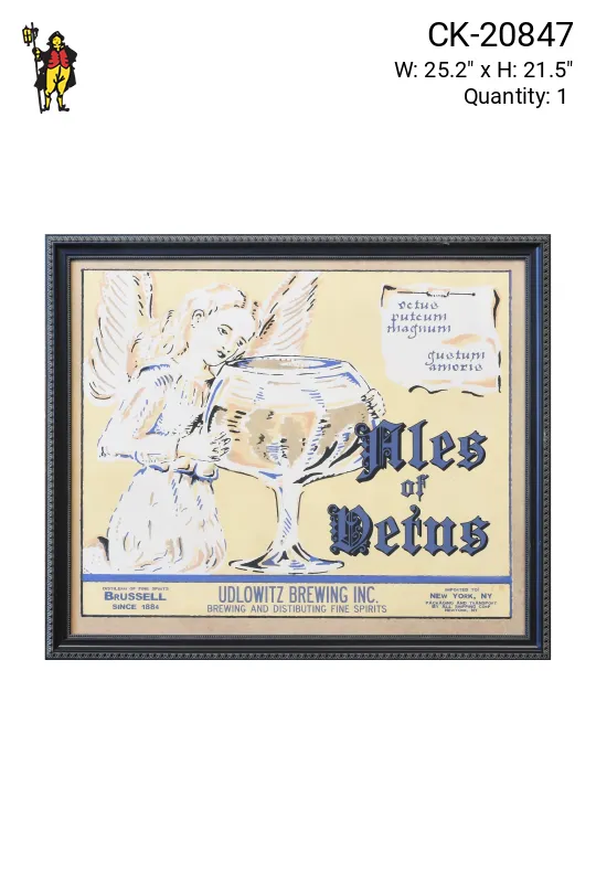 Framed Cleared Mid Century Beer Advertisement - 1
