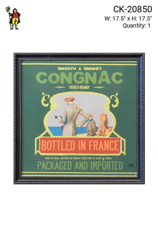 Framed Cleared Mid Century Congnac Advertisement - 2
