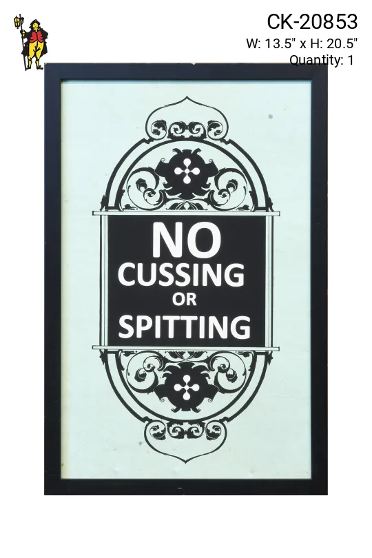 Framed Cleared Bar/Tavern Rules Sign