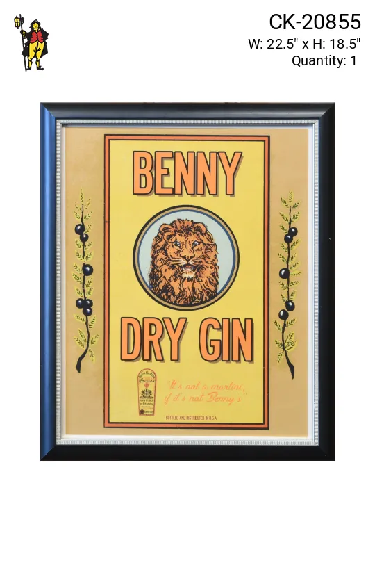 Framed Cleared Mid Century Gin Advertisement