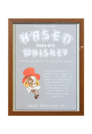Framed Cleared Mid Century Whiskey Advertisement