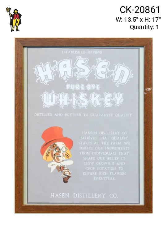 Framed Cleared Mid Century Whiskey Advertisement
