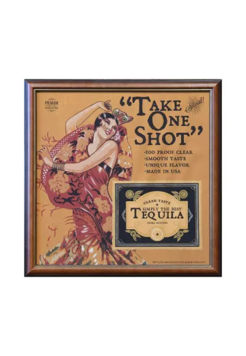 Framed Cleared Mid Century Tequila Advertisement