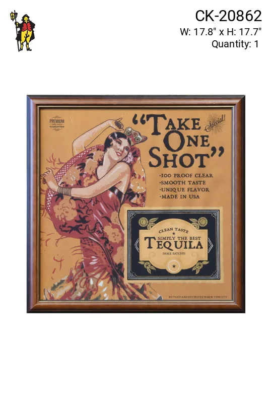 Framed Cleared Mid Century Tequila Advertisement
