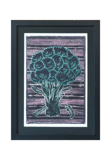 Framed Cleared Folk Linocut Block Print
