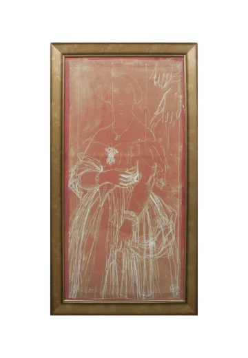 Framed Cleared Oversize Line Drawing of Female Figure