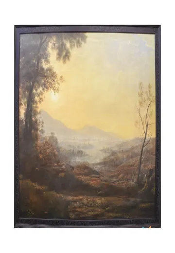 Framed Cleared Mountain Valley Landscape Painting