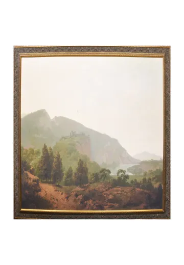 Framed Cleared Mountainous Landscape Painting (Damaged Canvas)
