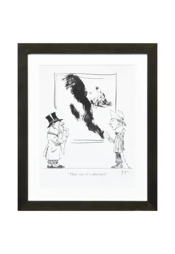 Framed Cleared Mid Century Black Ink Cartoon