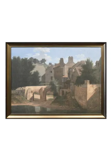 Framed Cleared Naturalist European Village Painting