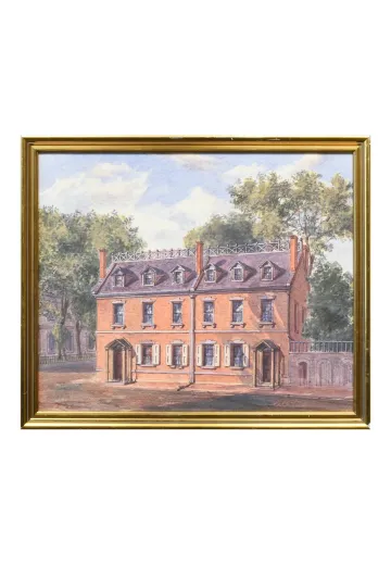 Framed Cleared American Colonial Revival Watercolor