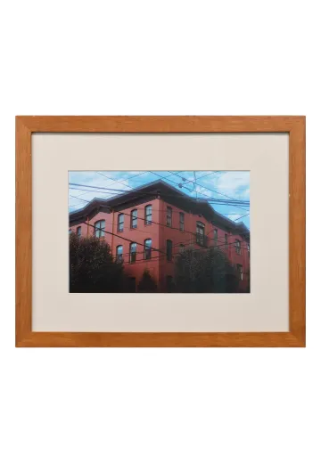 Framed Cleared Urban Building & Power Lines Photograph
