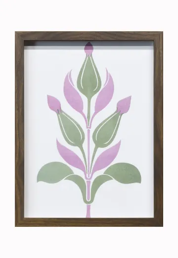 Framed Mid Century Art Nouveau Floral Design