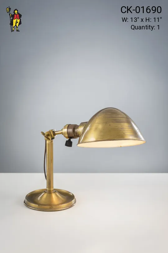Antique Desk Lamp w/Brass Shade