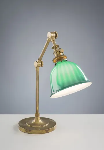 Adjustable Brass Desk Lamp w/Green Shade