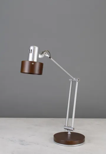 Silver & Bronze Accented Halogen Desk Lamp