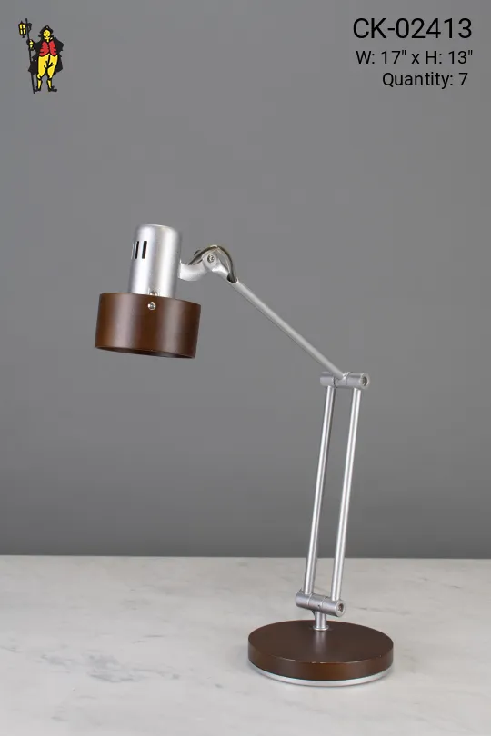 Silver & Bronze Accented Halogen Desk Lamp