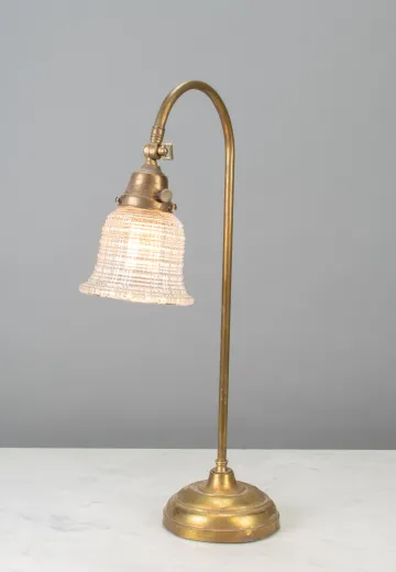 Curved Arm One Light Brass Table Lamp